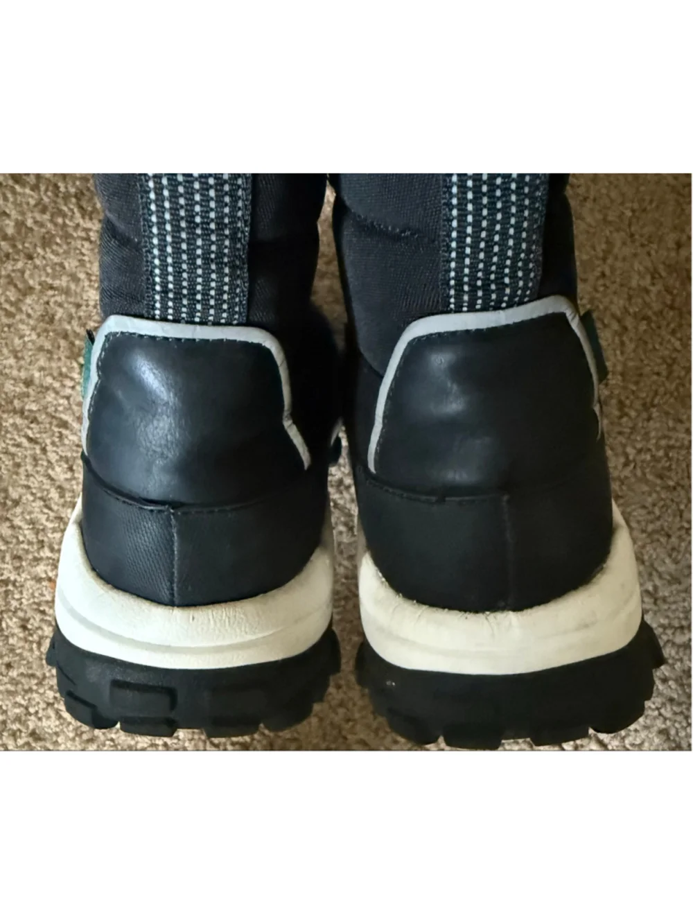 Women's Zara Black and White Puffer Winter Boots Size 7.5